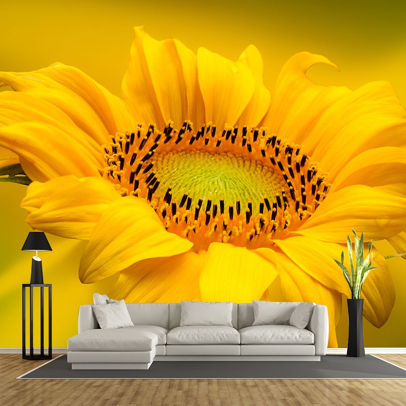 Yellow Blooming Sunflower Mural for Living Room Decoration, Made to Measure