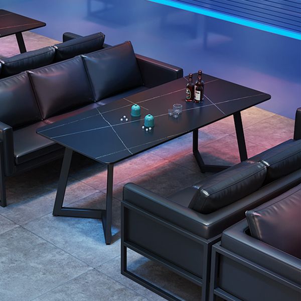 Industrieel gesinterde stenen eetkamer keukentafel rechthoekige tafel met metalen basis