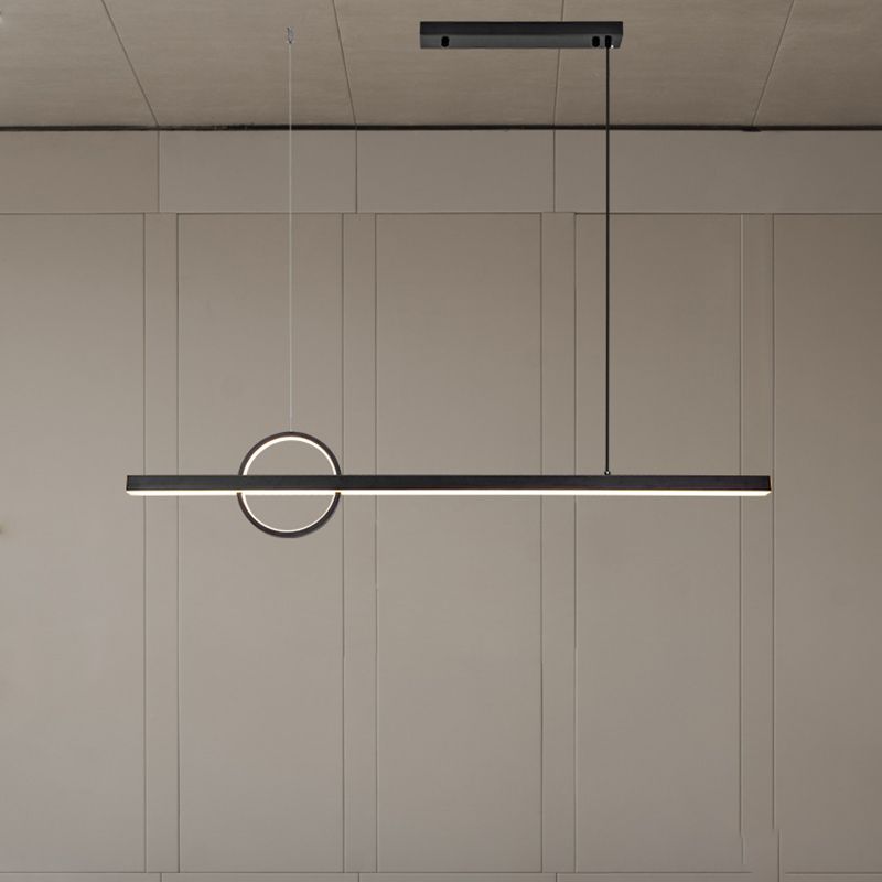 2-Light Modernism Kitchen Island Lighting Black Metal LED Ceiling Light