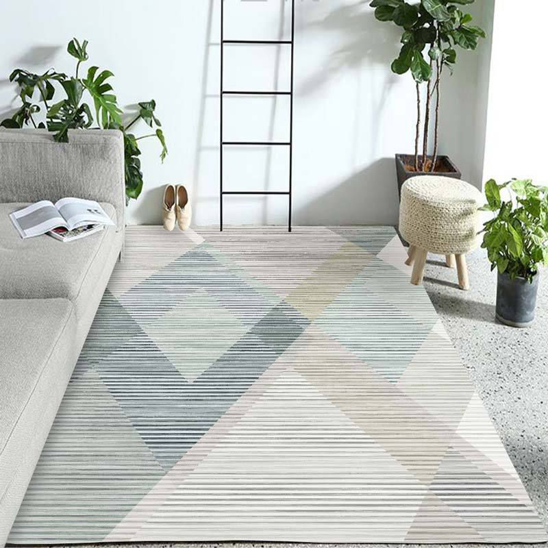 Pastel Colorblock Geometric Rug Multi-Color Nordic Carpet Polypropylene Pet Friendly Anti-Slip Backing Stain Resistant Rug for Room