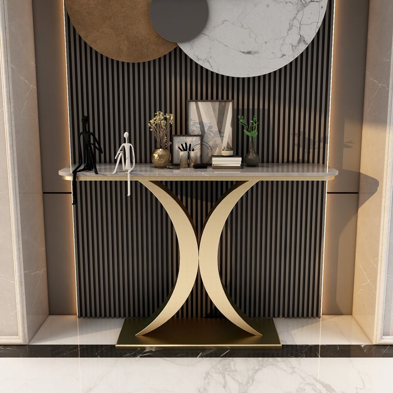 Glam Stone Oval Accent Table Scratch Resistant End Table for Hall