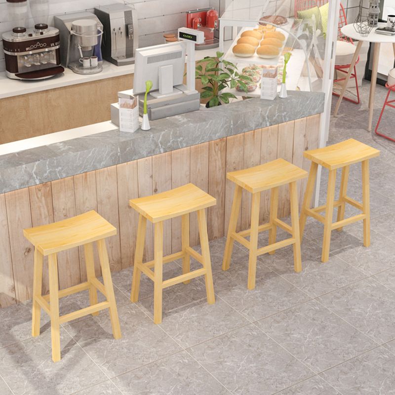 Backless Contoured Seat Contemporary Solid Wood Bar Stool for Restaurant