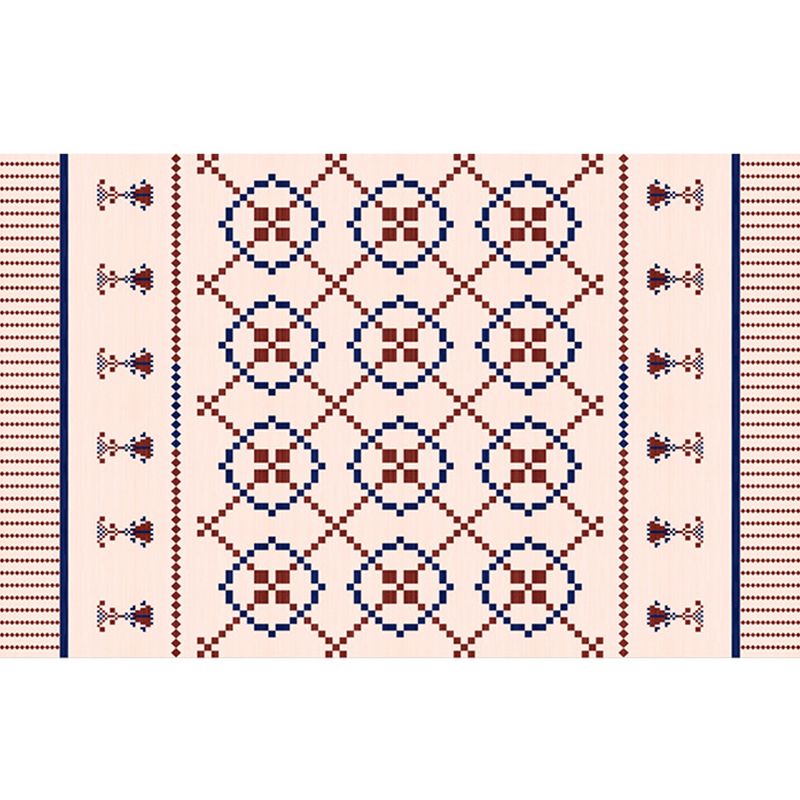 Multicolor Area Rug Retro Tribal Symbols Carpet Polyester Home Decor Rug with Anti-Slip Backing