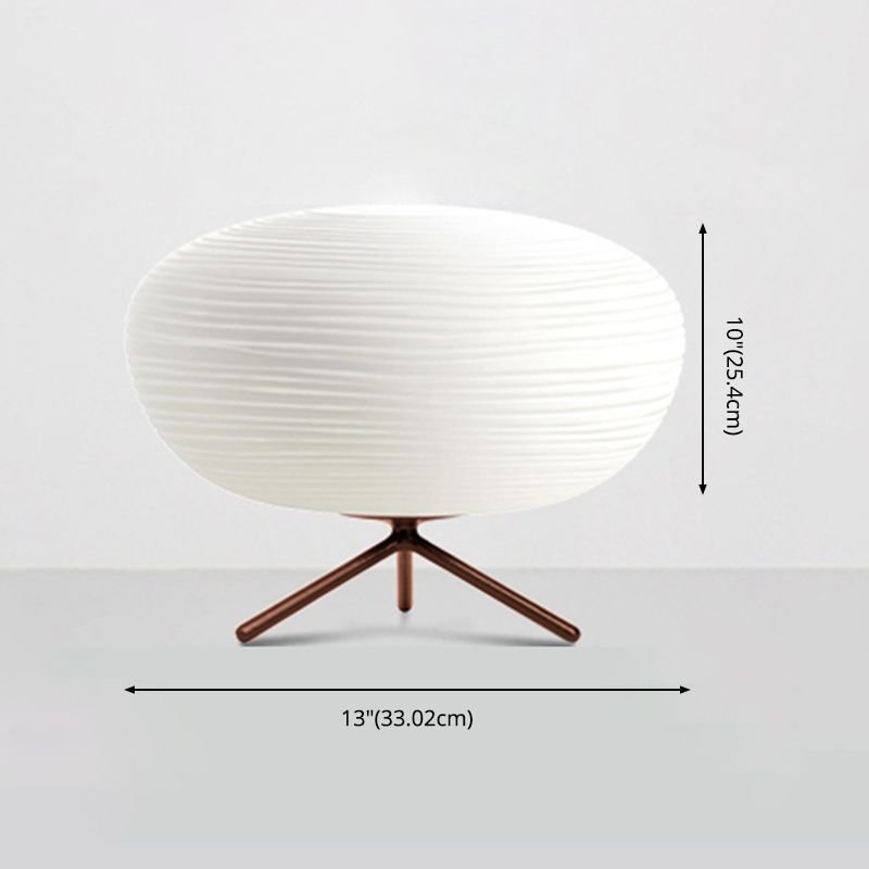 Cocoon Shaped Table Lamp Modern White Ribbed Glass 1-Light Bedroom Night Light with Tripod