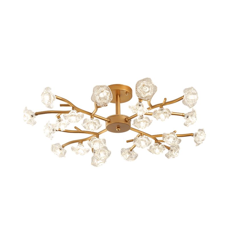 Kristallblütendecker Mount Traditionalist 18/24 Lampen LED Gold Semi Flush Mount Leuchte