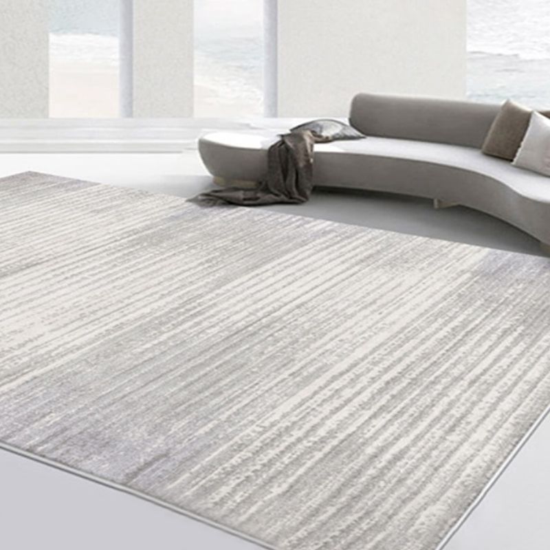 Light Grey Modern Carpet Polyester Line Carpet Washable Carpet for Living Room