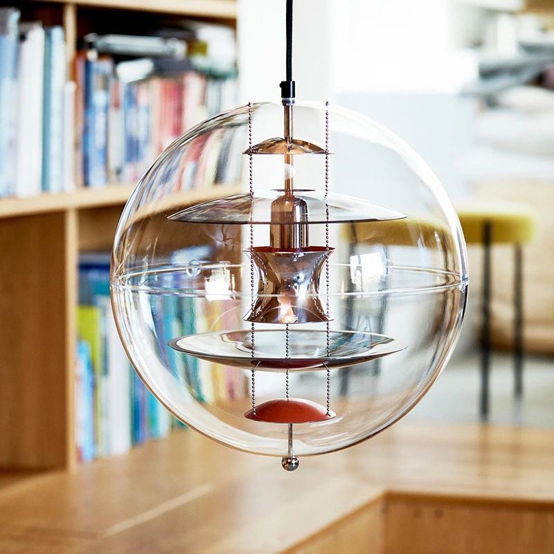 Modern Minimalist 1 Light Pendant Lighting Creative Sphere Clear Glass Drop Pendant for Living Room