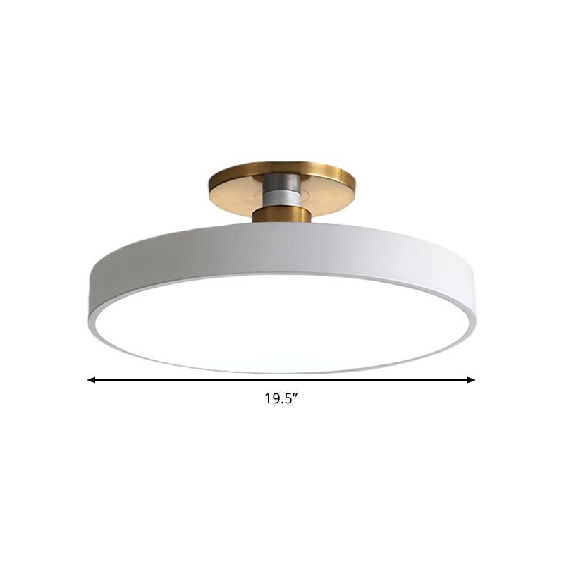 Drum metalen plafondlamp Noordse LED witte semi-inbouwverlichting in warm/wit licht, 12"/16"/19,5" W