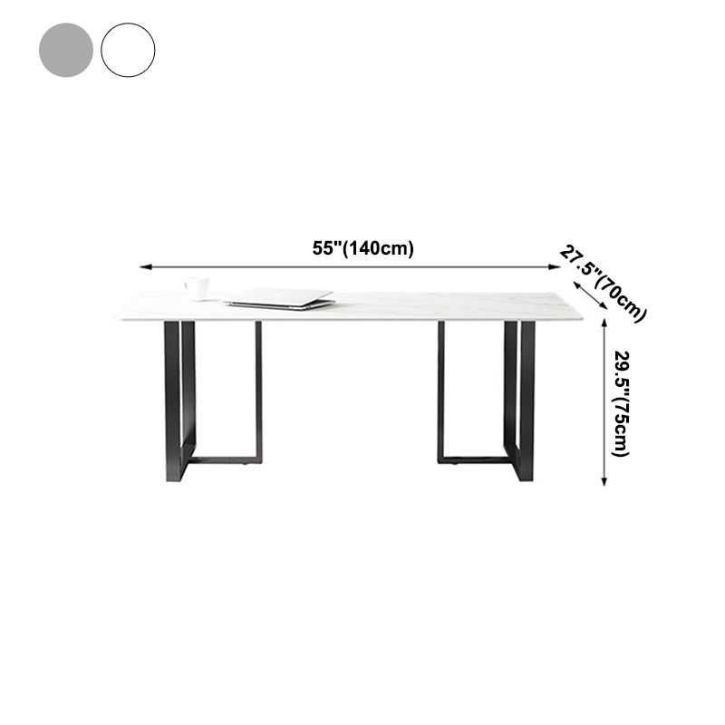 Rectangle Double Pedestal Industrial Table Fixed Table with Sintered Stone