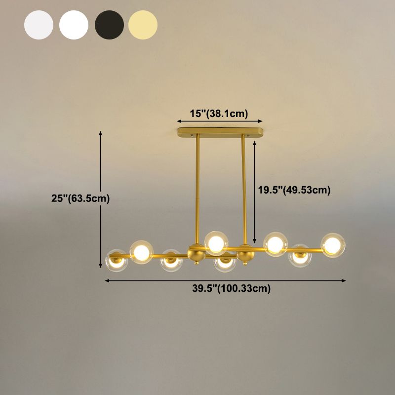 Glass Shade Island Light Fixture Contemporary Gold Suspension Light for Dining Room