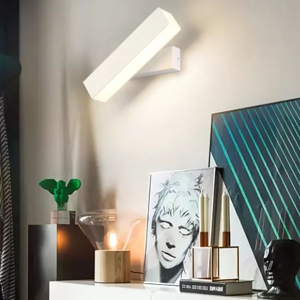 Rectangular Aluminium Rotatable Wall Sconce in Modern Concise Style Wrought Iron Wall Light with Acrylic Shade
