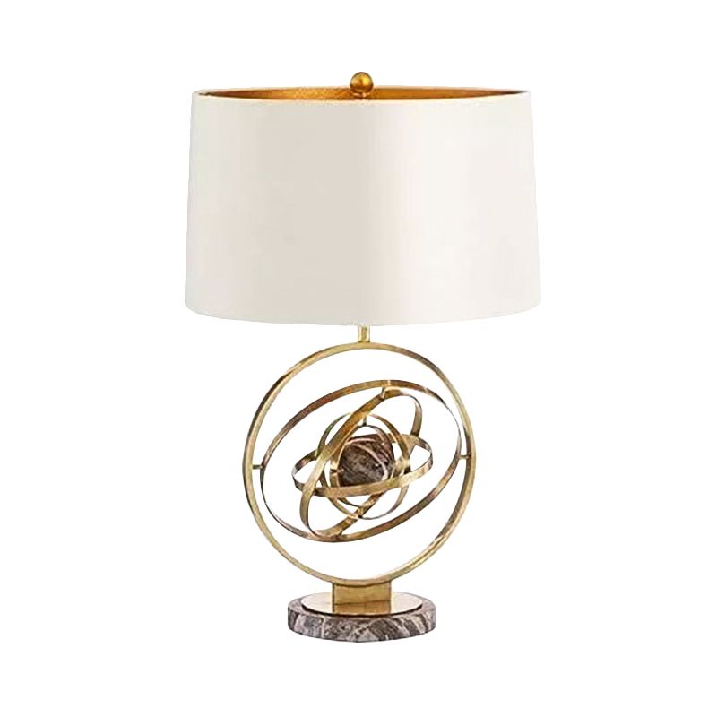 1 hoofd drum bureau licht modernisme stoffen tafellamp in wit met ronde marmeren basis