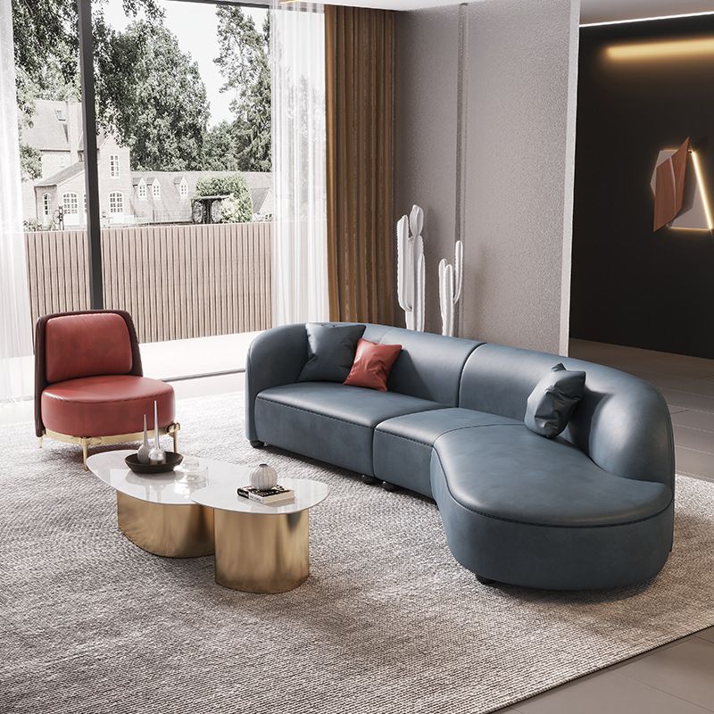 Nordic Tuxedo Arm Living Room Curved Loveseat Faux Leather/Fabric Seating