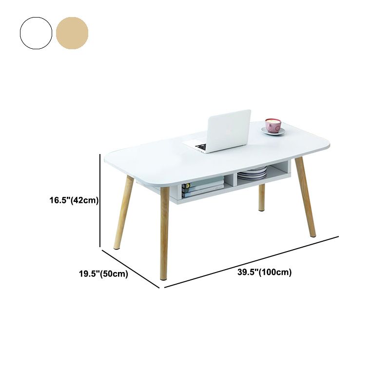 Modern Rectangle Wooden Coffee Table 16.5" H 4 Legs Cocktail Table