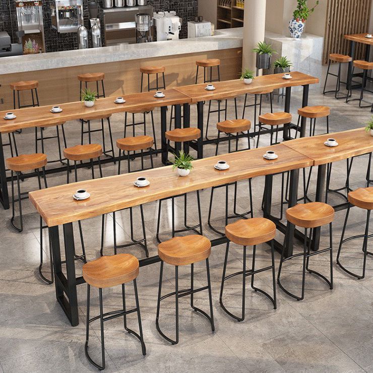 Modern Solid Wood Bar Table Rectangle Dining Table for Kitchen Living Room