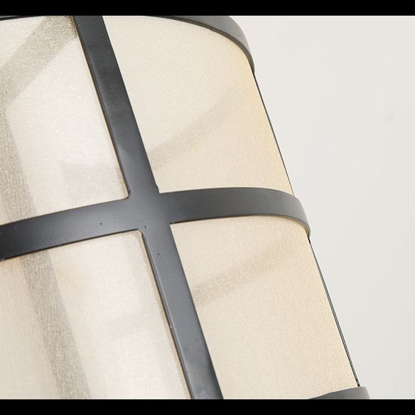 Double Cylinder Linen Shade Pendant Hanging Lamp Modern 1 Light Hanging Ceiling Light for Bedroom