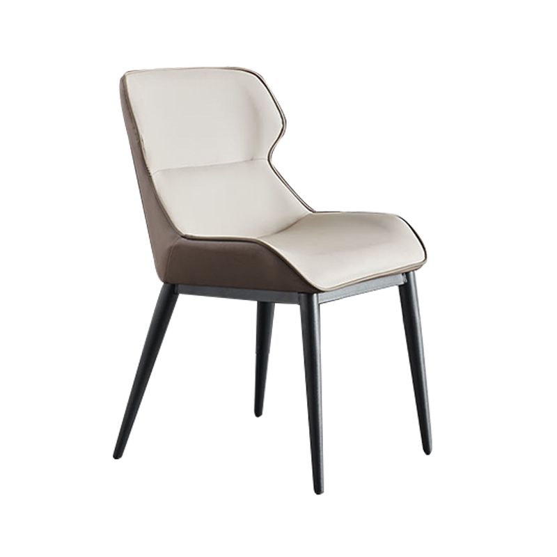 Upholstered Dining Chair Faux Leather and Metal Dining Room Chair