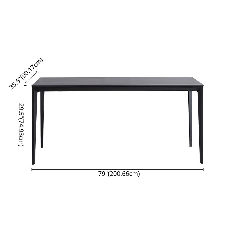 Modern Sintered Stone Dining Room Set with Rectangle Top and Black Base Dining Furniture for Kitchen