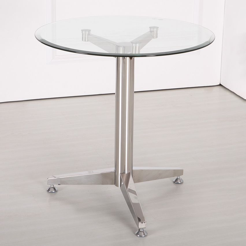 Modern Round Dining Room Table Tempered Glass Table with Pedestal Base