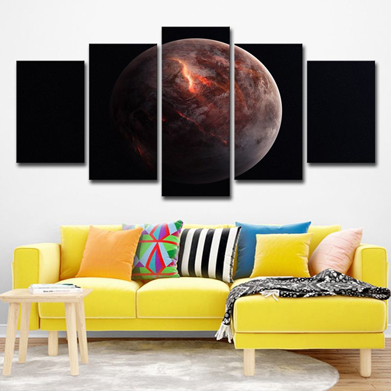 Red Planet Sphere Canvas Print Outer Space Fictional Multi-Piece Wall Art for Bedroom