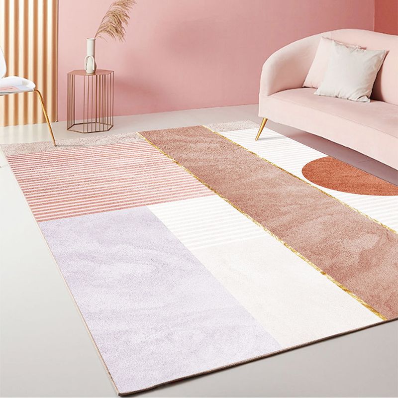 Modern Nordic Indoor Rug Morandi Color Polyester Rug Non-Slip Backing Area Carpet for Living Room