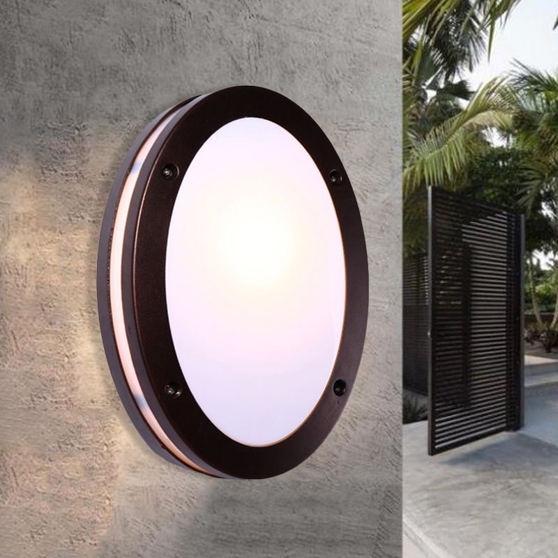 Donkere koffie Diamant/elliptische muur SCONCE Rustiek opaalglas 1 Licht balkon Wandverlichting