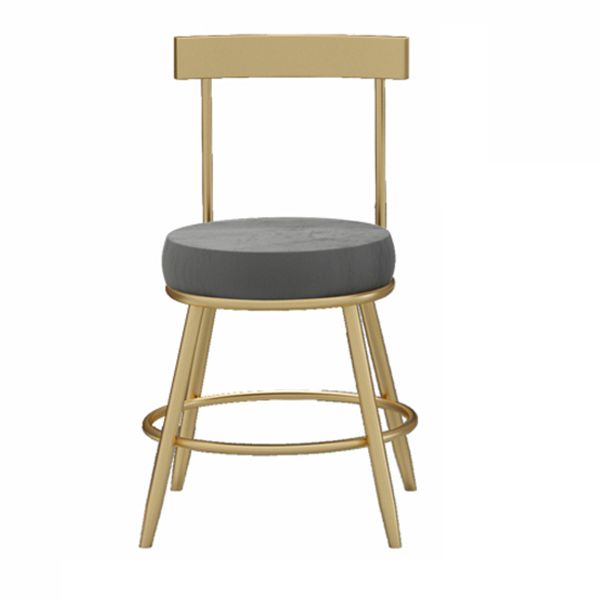 Glam Round Counter Height Stools Grey and Gold Footrest Upholstered Counter Bar Stool
