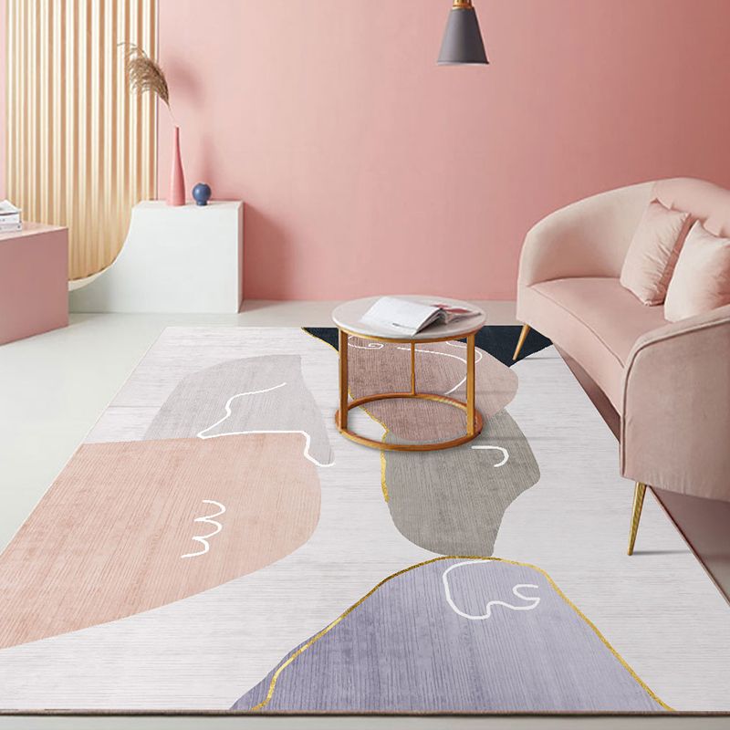 Atrovirens Pattern Rug Polyester Modern Rug Non-Slip Backing Rug for Living Room