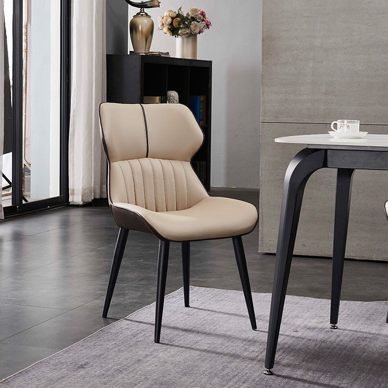 Faux Leather and Metal Side Chair Set Modern Dining Side Chair