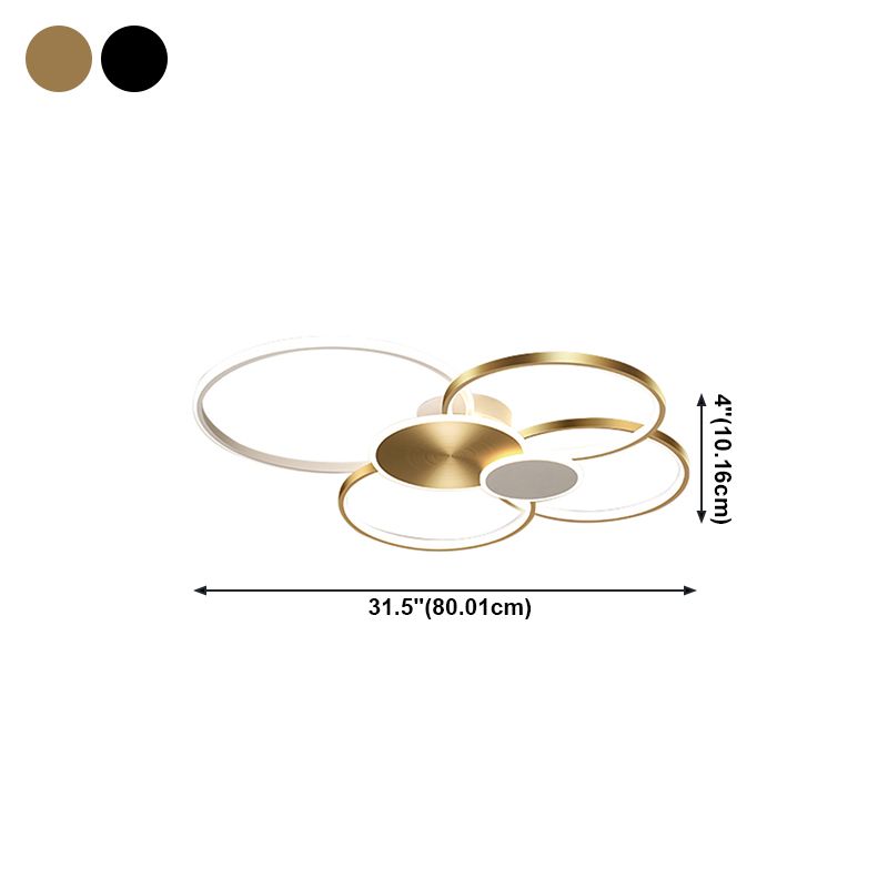 Plafonnier LED multi-anneaux encastré simple pour salon