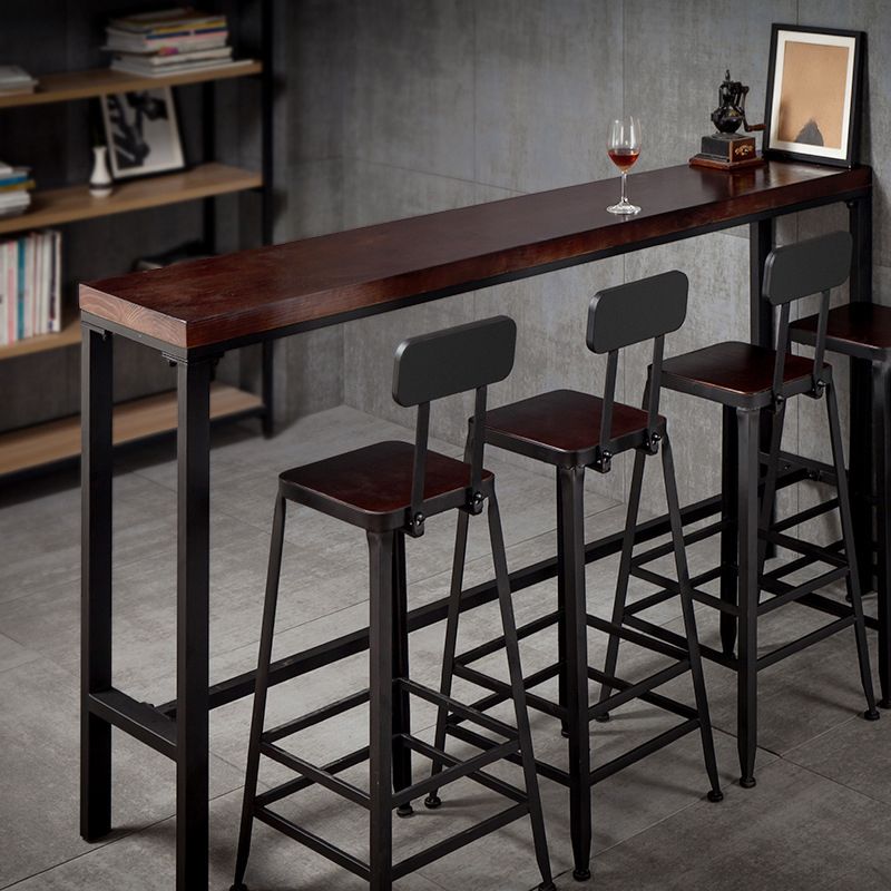 Industrial Rectangle Solid Wood Bar Table Set 1/5 Pieces Counter Table with High Stools