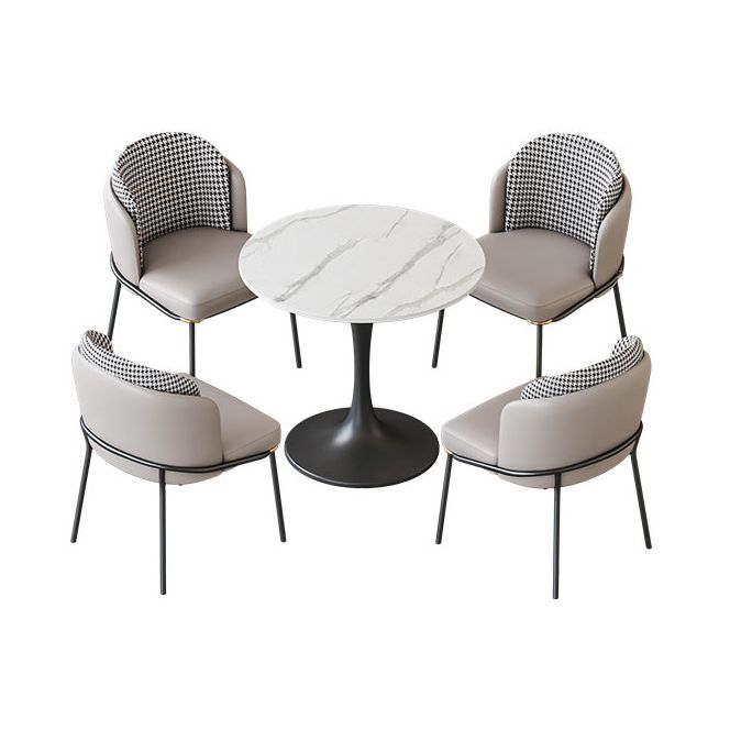 Round Dining Table Set with Metal Base 1/5 Pieces Modern Dinette Set for Kitchen