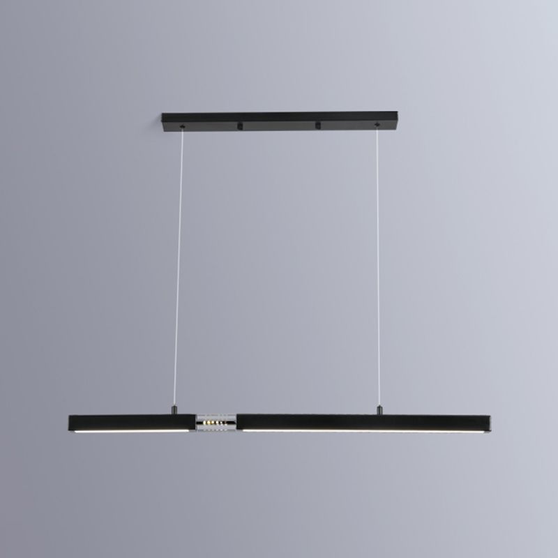 Moderne Rechteckinselinsel Kronleuchter 1-Licht-LED-Anhänger Beleuchtungskörper mit Kristall