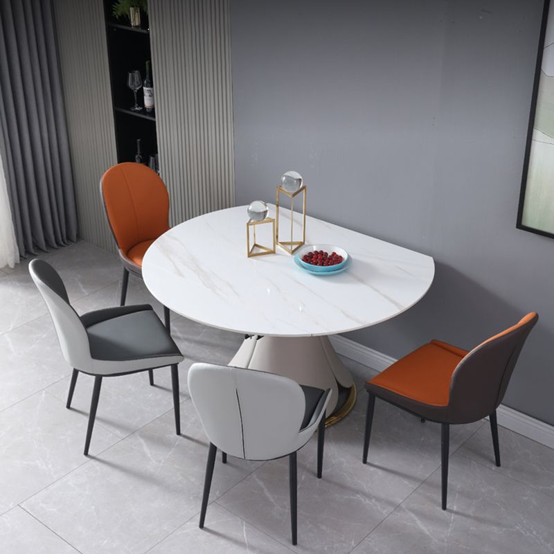 Glam Leatherwear Dinette Set 1/2/5/7 Pieces Round Scalable Sintered Stone Dining Table Set
