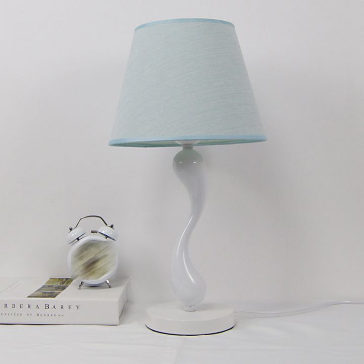 Cone Shape Bedroom Table Lamp Fabric Minimalist-Style Night Table Lamp