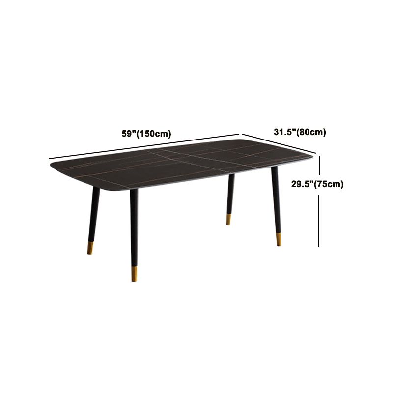 Modern Wood Legs Dinette Set 1/4/6/7 Pieces Rectangle Indoor Dining Table Set in Black