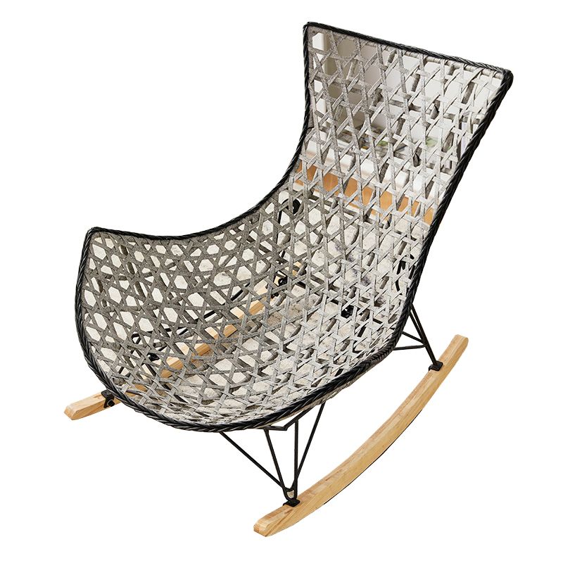 Rattan Rocking Chair Modern Wing Back Rocker Chair for Living Room