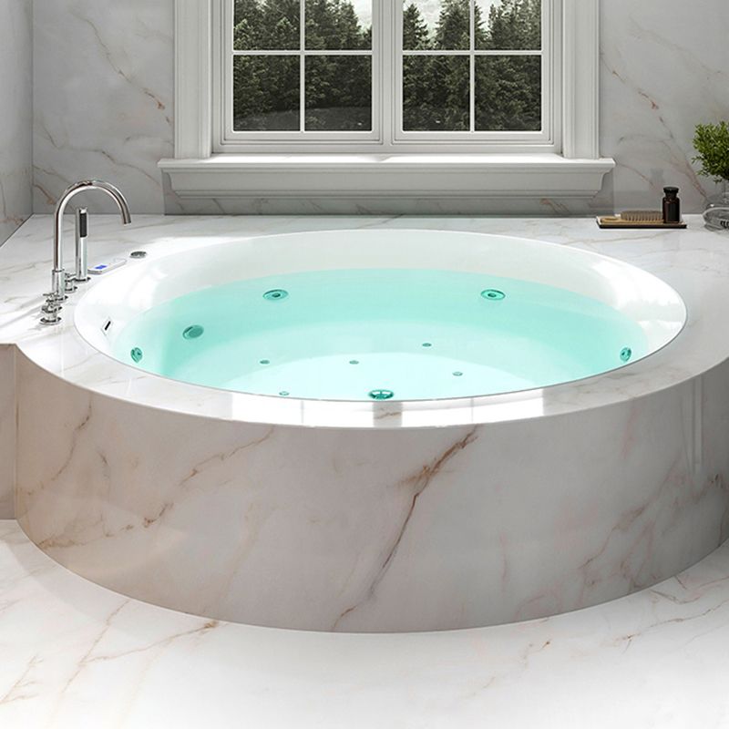 Drop-in Acrylic Round Bathtub Modern Air/ Whirlpool Bathtub in White