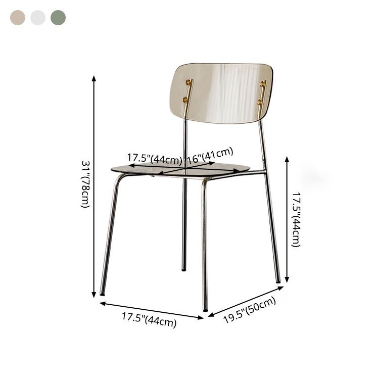 Glam Style Plastic Dining Armless Chairs Stacking Open Back Dining Chair