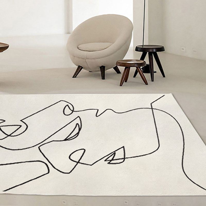 Abstract Man Drawing Line Carpet Polyester Rug Stain Resistant Anti-Slip Rug for Room