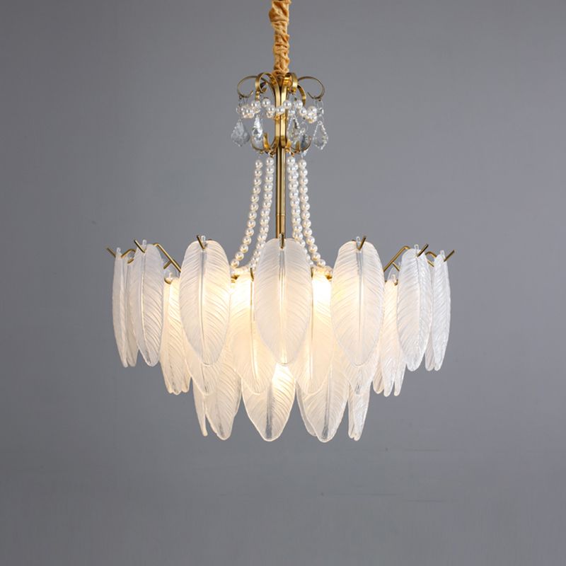 Gold Metal Chandelier Light Fixtures American Style Multi-Head Suspension Lamps for Living Room