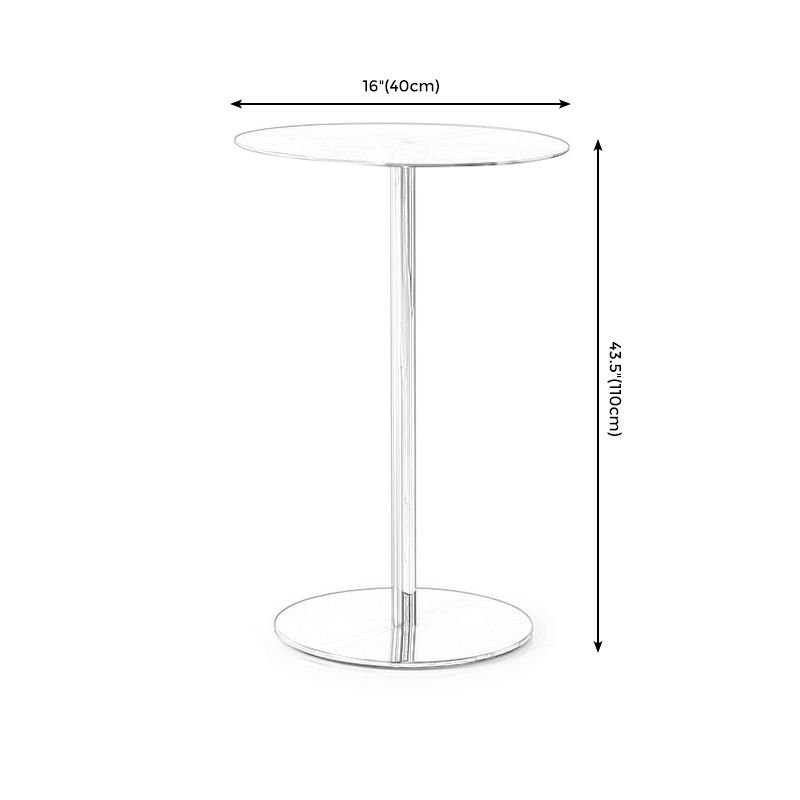 Pedestal Round Silver Coffee Table for Living Room Stainless Steel Cocktail Table