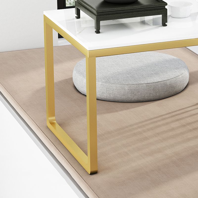 Geometric Stone Top Coffee Cocktail Table in White/Grey - 11.81" H