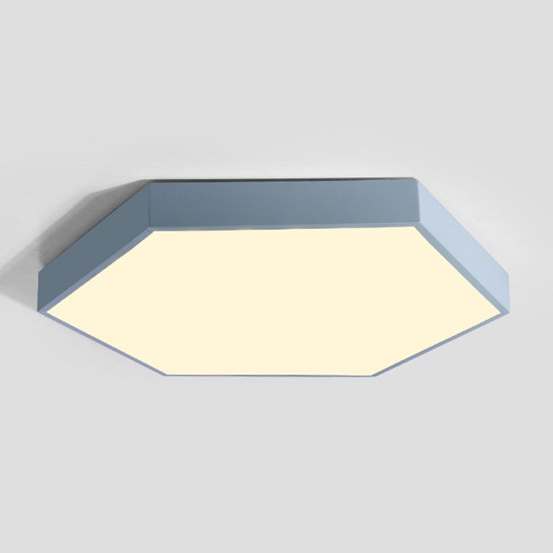 Plafonnier LED en forme d'hexagone moderne en fer macaron, 1 lumière, encastré pour chambre à coucher