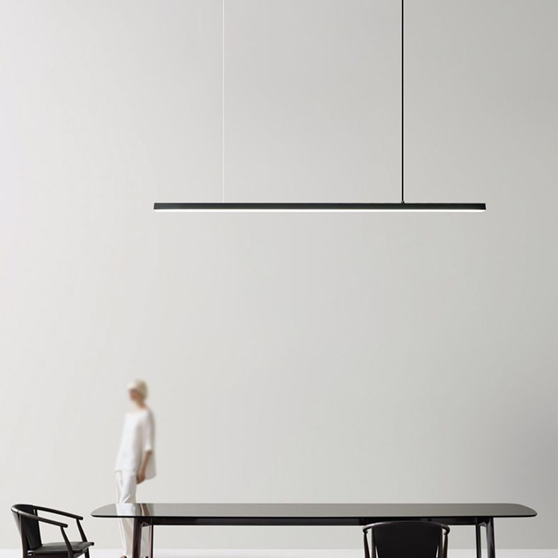 Modern Metal Pendant Light Linear Shape Island Light with Acrylic Shade for Bedroom