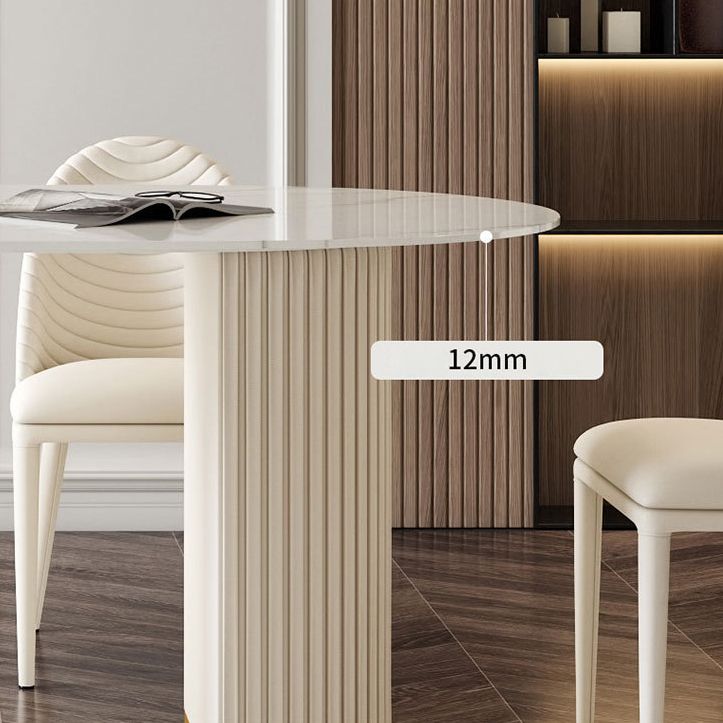 Oval Sintered Stone White Toning Tisch Glam Doppelpodest Tisch für Esszimmer