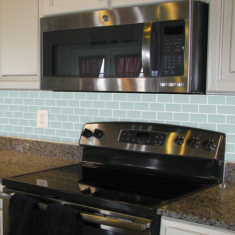 Green Brick Wallpaper Panels Pick Up Sticks Wall Covering for Kitchen Backsplash