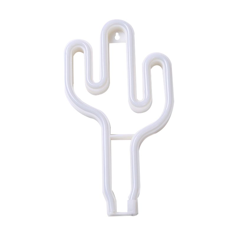 Plástico Cactus mini lámpara nocturna creativa USB operada LED White White Wall Night Lighting