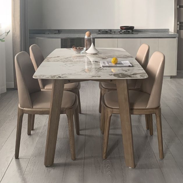 Eigentijdse gesinterde stenen eettafel rechthoekige vorm eettafel met 4 poten tafel