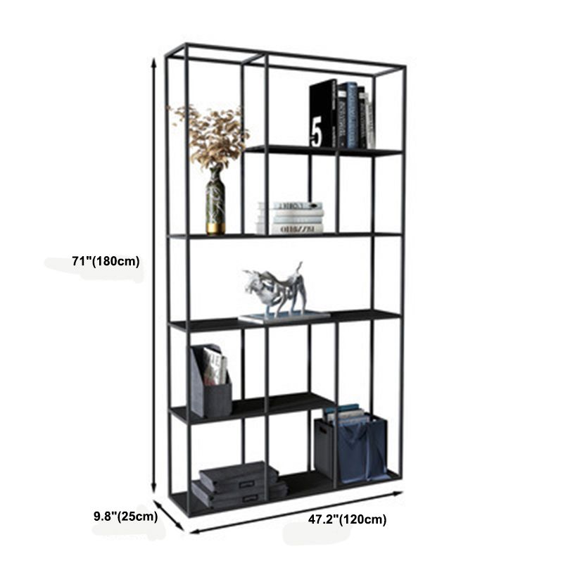 Modern Metal Bookshelf Black Etagere Open Shelf Bookcase in Burnish
